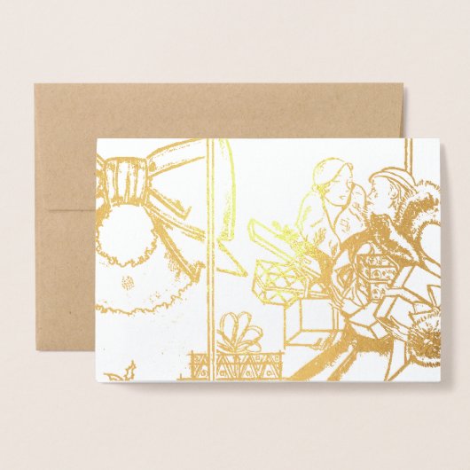 kerstwinkels folie kaarten (Voorkant met envelop)