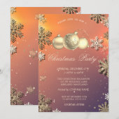 Kerstwinkels, Gold Snowflakes Company Party Kaart (Voorkant / Achterkant)