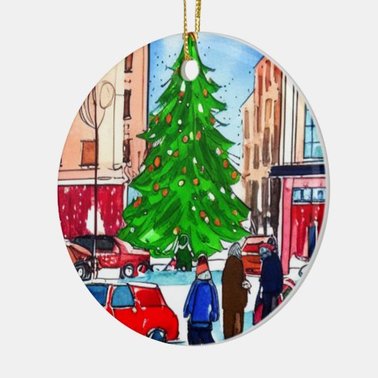 kerstwinkels keramisch ornament (Links)