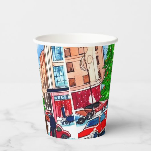 kerstwinkels papieren bekers (Achterkant)