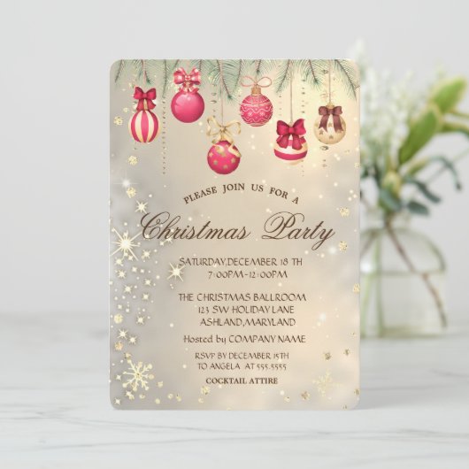 Kerstwinkels, pine Tree Branches Gold Kerstmis Kaart (Staand voorkant)