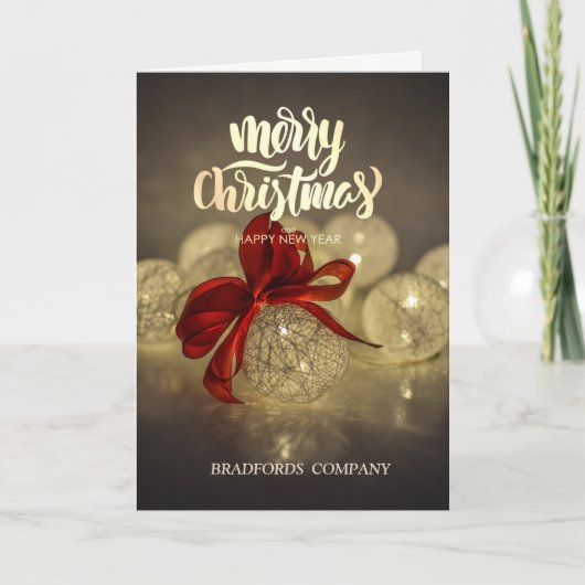 Kerstwinkels, Red Bow Kerstbedrijf Feestdagen Kaart (Voorkant)