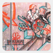 kerstwinkels vierkante sticker (Voorkant)