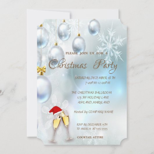 Kerstwinkels, Wineglass, CorporateKerstparty Kaart (Voorkant)