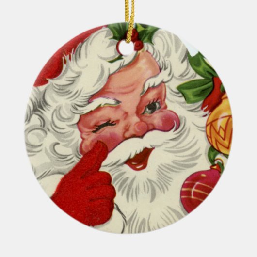 kerstwinnares: Santa Holiday Keramisch Ornament (Voorkant)