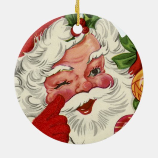 kerstwinnares: Santa Holiday Keramisch Ornament (Achterkant)