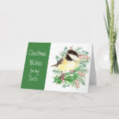 kerstwint Chickadee Bird Doctor Feestdagen Kaart (Voorkant)