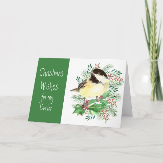 kerstwint Chickadee Bird Doctor Feestdagen Kaart (Voorkant)