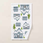 Kerstwinter afbeelding grijze huizen groene bomen  bad handdoek (Handdoek)