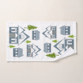 Kerstwinter afbeelding grijze huizen groene bomen  bad handdoek (Handdoek)