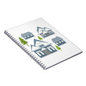 Kerstwinter afbeelding grijze huizen groene bomen  notitieboek (Rechterzijde)