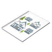 Kerstwinter afbeelding grijze huizen groene bomen  notitieboek (Linkerzijde)