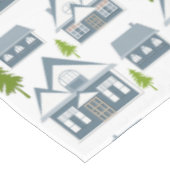 Kerstwinter afbeelding grijze huizen groene bomen tafelkleed (Gekanteld)