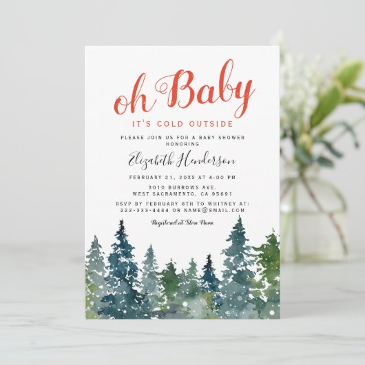 Kerstwinter Baby shower Kaart (Staand voorkant)