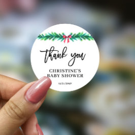 Kerstwinter Baby shower Ronde Sticker