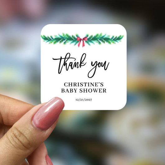 Kerstwinter Baby shower Vierkante Sticker