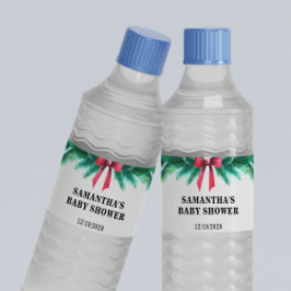 Kerstwinter Baby shower Waterfles Etiket