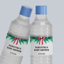 Kerstwinter Baby shower Waterfles Etiket