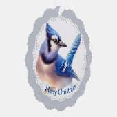 Kerstwinter Bluejay Vogel Wildlife Natuur Ornament Kaart (Rechts)