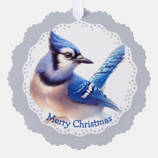 Kerstwinter Bluejay Vogel Wildlife Natuur Ornament Kaart (Voorkant)