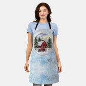 Kerstwinter boerderij schort (Gedragen)