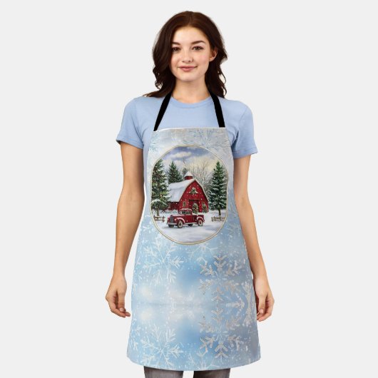Kerstwinter boerderij schort (Gedragen)