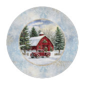 Kerstwinter boerderij snijplank (Voorkant)