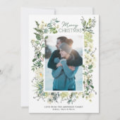 Kerstwinter Botanische Waterverf Feestdagenkaart (Voorkant)