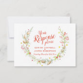 Kerstwinter bruiloft bloemenkrans kunst QR RSVP Kaartje (Voorkant)