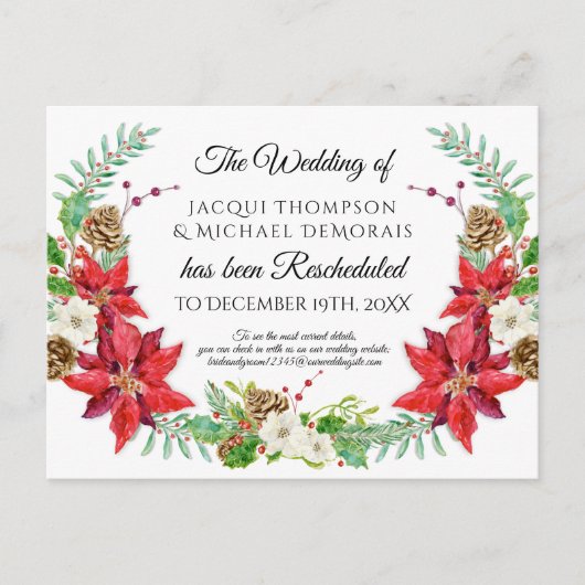 Kerstwinter bruiloft uitgesteld Verschuiven Briefkaart (Voorkant)