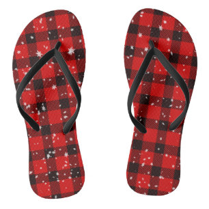 Kerstwinter Buffel Plaid Sneeuwvlokken Teenslippers