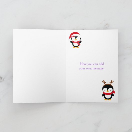 Kerstwinter Cute Penguins Hartelijk dank Bedankkaart (Binnen)