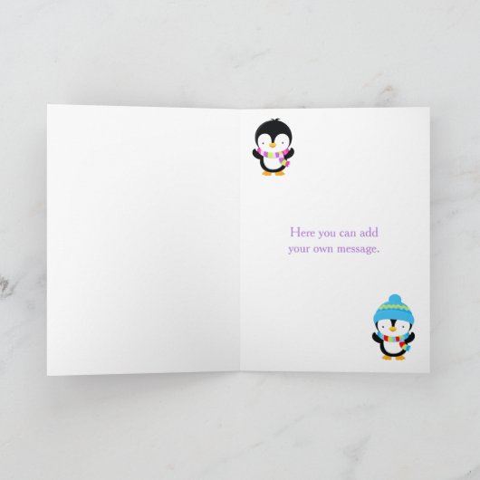 Kerstwinter Cute Penguins Hartelijk dank Bedankkaart (Binnen)