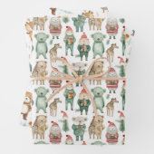 Kerstwinter dieren in truien inpakpapier vel (In situ)