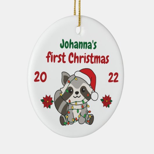 Kerstwinter, eerste kerstdag, baby's keramisch ornament (Rechts)