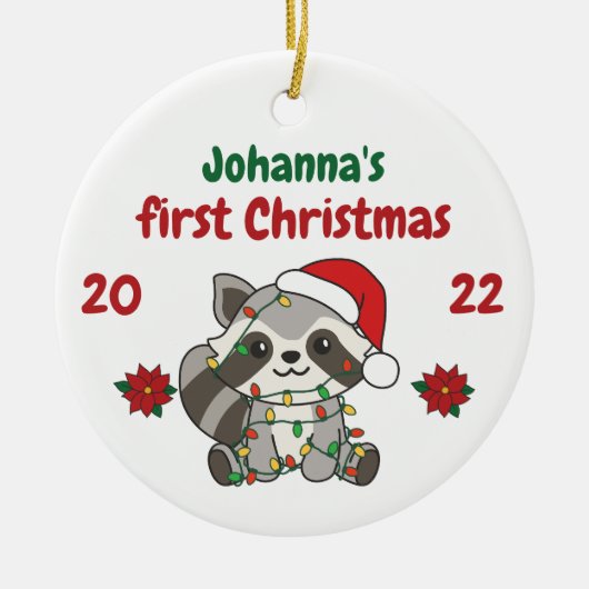 Kerstwinter, eerste kerstdag, baby's keramisch ornament (Voorkant)