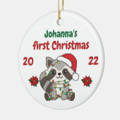 Kerstwinter, eerste kerstdag, baby's keramisch ornament (Links)