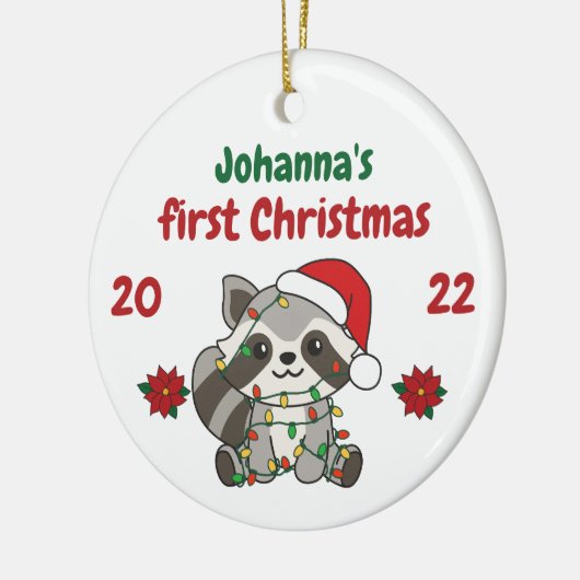 Kerstwinter, eerste kerstdag, baby's keramisch ornament (Links)