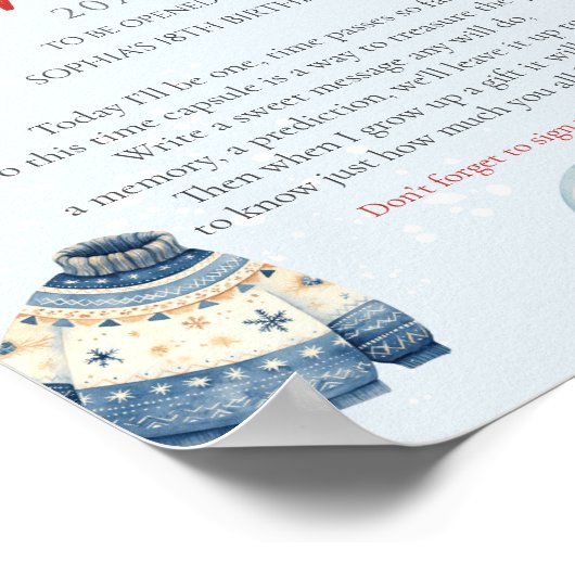 Kerstwinter eerste verjaardag tijd Capsule Poster (Hoek)