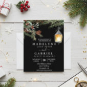 Kerstwinter Elegant Pine Drop Black Wedding Flyer
