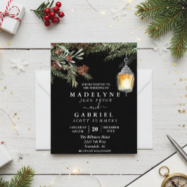 Kerstwinter Elegant Pine Drop Black Wedding Flyer
