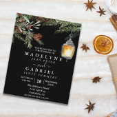 Kerstwinter Elegant Pine Drop Black Wedding Flyer