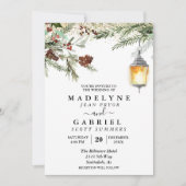 Kerstwinter Elegant Pine Drop Wedding Kaart (Voorkant)
