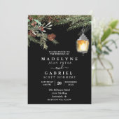 Kerstwinter Elegant Pine Drop Wedding Kaart (Staand voorkant)