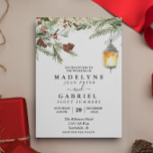 Kerstwinter Elegant Pine Drop Wedding Kaart