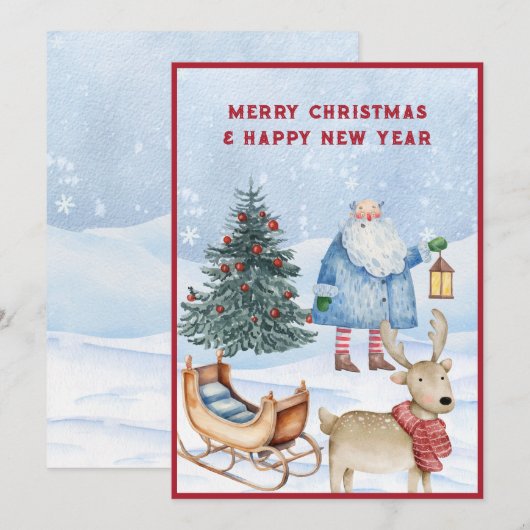 kerstwinter feestdagenkaart (Voorkant / Achterkant)