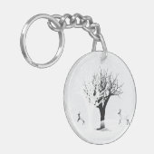 Kerstwinter — feiale tale Fantasy Snowy Land Sleutelhanger (Voorkant Links)