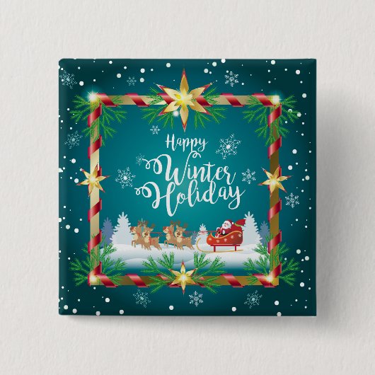 Kerstwinter — feiale tale Fantasy Snowy Land Vierkante Button 5,1 Cm (Voorkant)