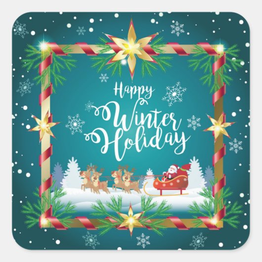 Kerstwinter — feiale tale Fantasy Snowy Land Vierkante Sticker (Voorkant)