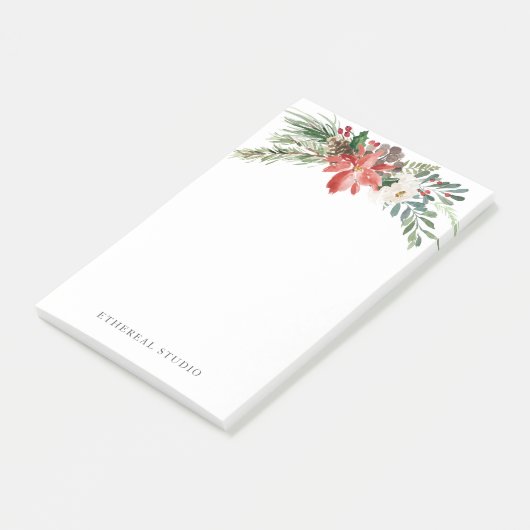 Kerstwinter Floral Briefpapier Post-it® Notes (Schuin)